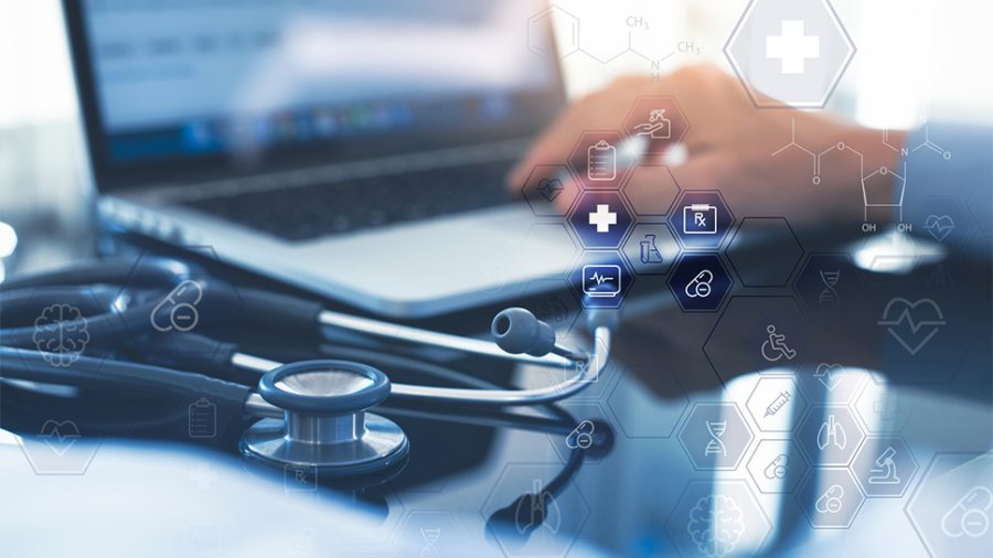 Doctor on computer