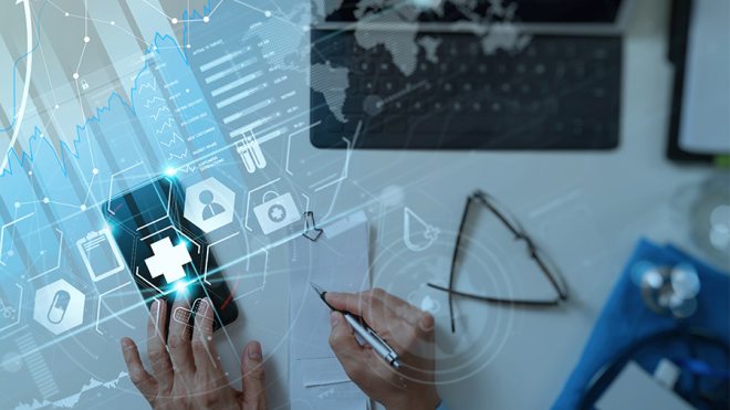 Consultant working on computer
